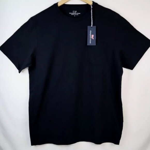 Men’s Vineyard Vines Black T-Shirt with Pocket Size Large (L) - New With Tags - Picture 1 of 5
